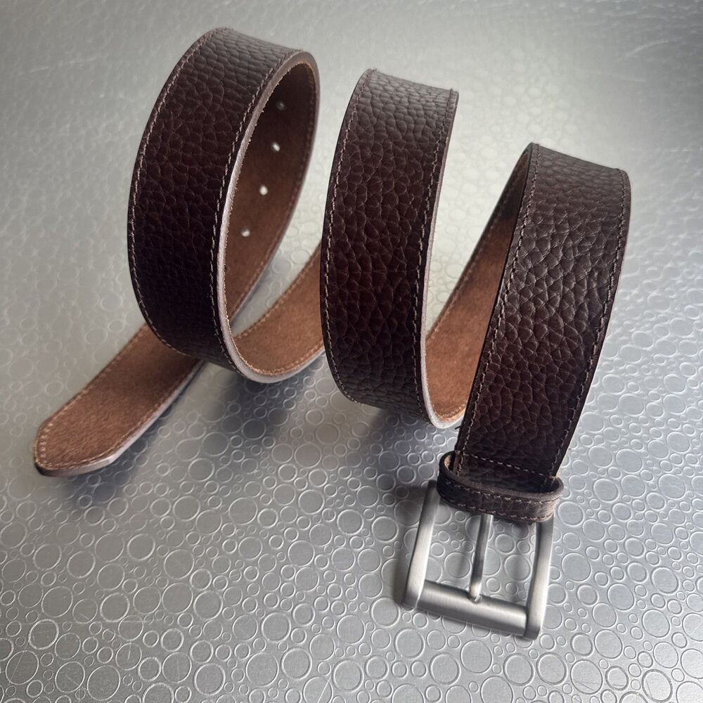 George Mens 46 Chocolate Grain Leather Belt Classic Big Tall Textured